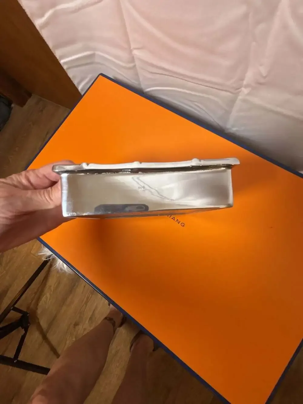 Mariposa Bamboo Pattern Aluminum Square Cocktail Napkin Holder